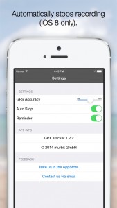 GPX Tracker Settings Screen
