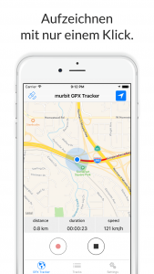 GPX Tracker kann GPS Routen mit nur einem Klick aufzeichnen.