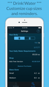 Drink!Water - Customize cup sizes and reminders